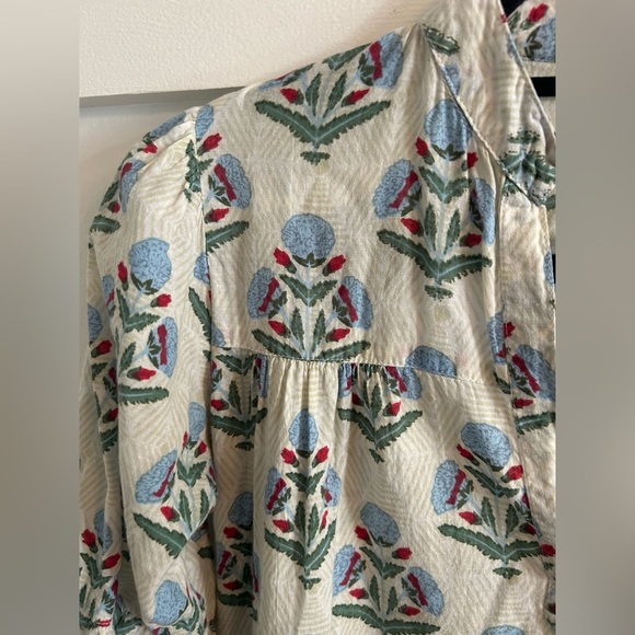 Sun Dried Laundry Block Pint v neck peplum 3/4 sleeve top - Picture 2 of 5